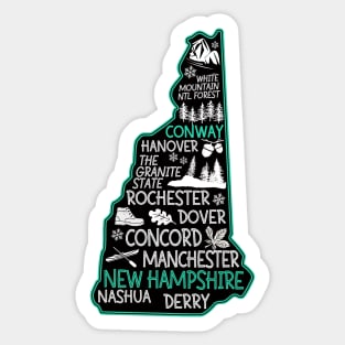 New Hampshire Conway cute map Hanover Rochester Dover The Granite State Sticker